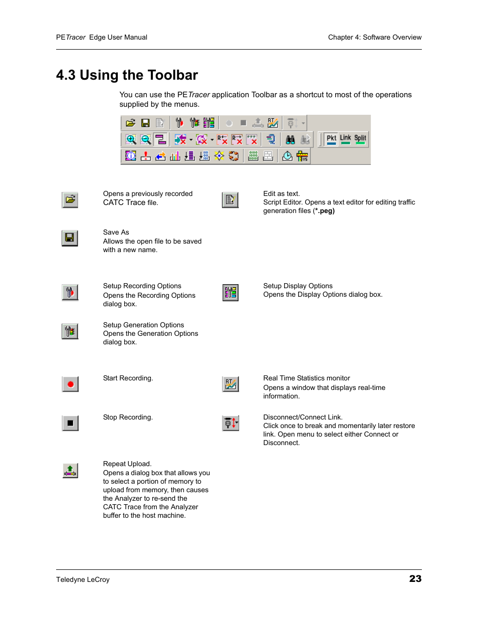 3 using the toolbar | Teledyne LeCroy PETracer PCI Express Edge User Manual User Manual | Page 31 / 196