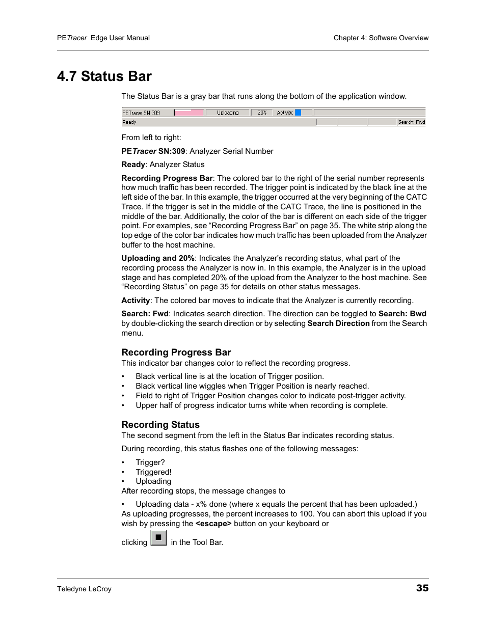 7 status bar | Teledyne LeCroy PETracer PCI Express Edge User Manual User Manual | Page 43 / 196