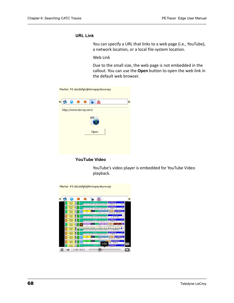 Url link, Youtube video, Url link youtube video | Teledyne LeCroy PETracer PCI Express Edge User Manual User Manual | Page 76 / 196