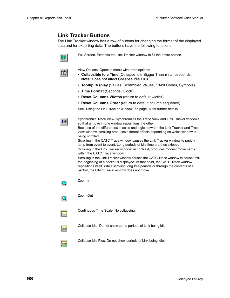 Link tracker buttons | Teledyne LeCroy PETracer ProtoSync Software User Manual User Manual | Page 104 / 154