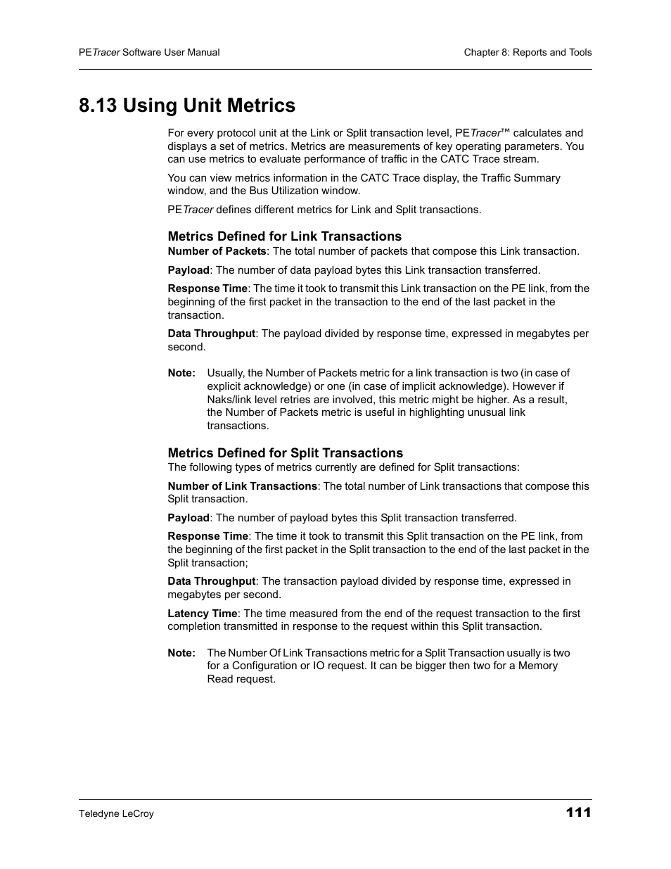 13 using unit metrics | Teledyne LeCroy PETracer ProtoSync Software User Manual User Manual | Page 117 / 154