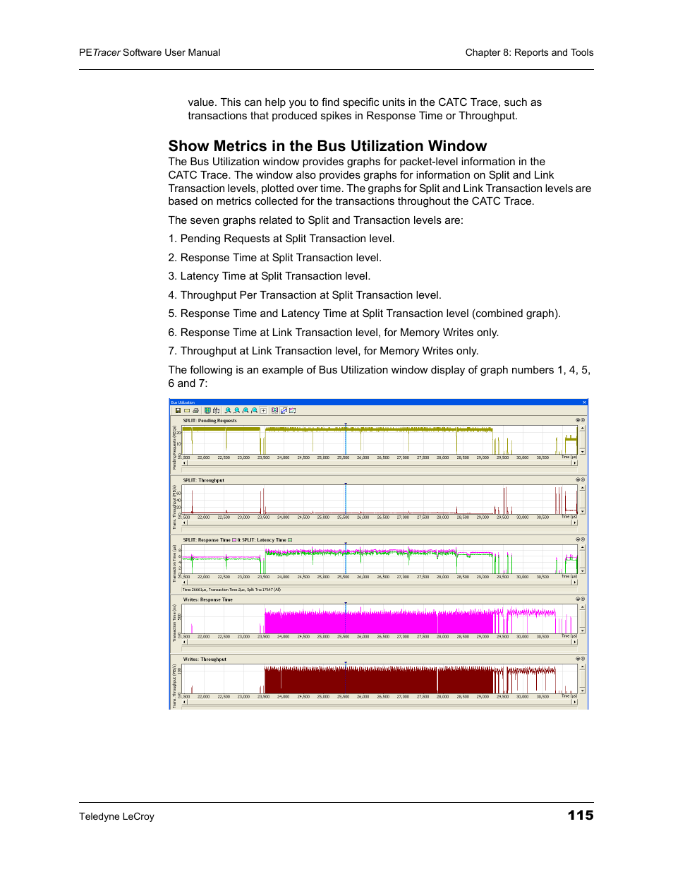 Show metrics in the bus utilization window | Teledyne LeCroy PETracer ProtoSync Software User Manual User Manual | Page 121 / 154
