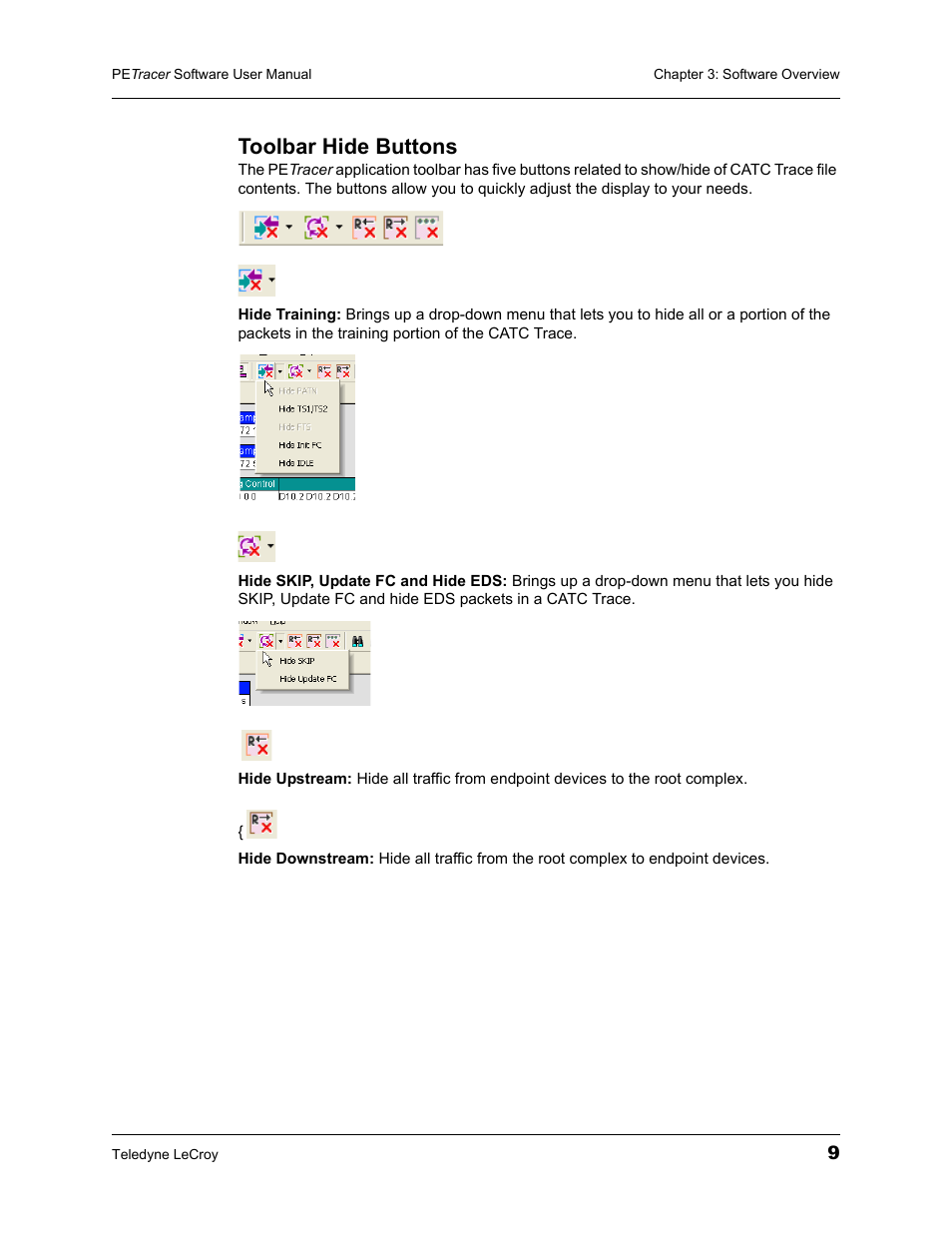 Toolbar hide buttons | Teledyne LeCroy PETracer ProtoSync Software User Manual User Manual | Page 15 / 154