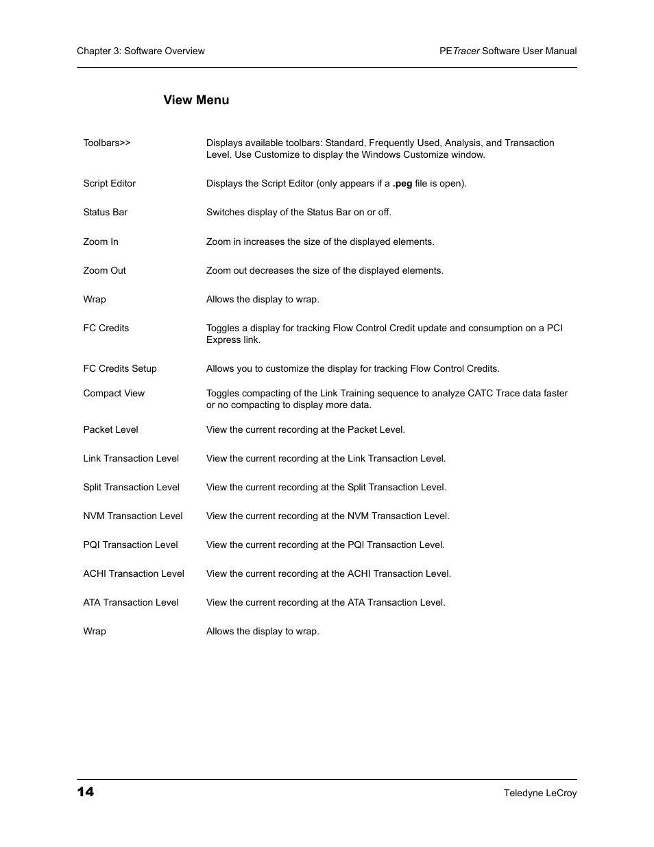 View menu | Teledyne LeCroy PETracer ProtoSync Software User Manual User Manual | Page 20 / 154