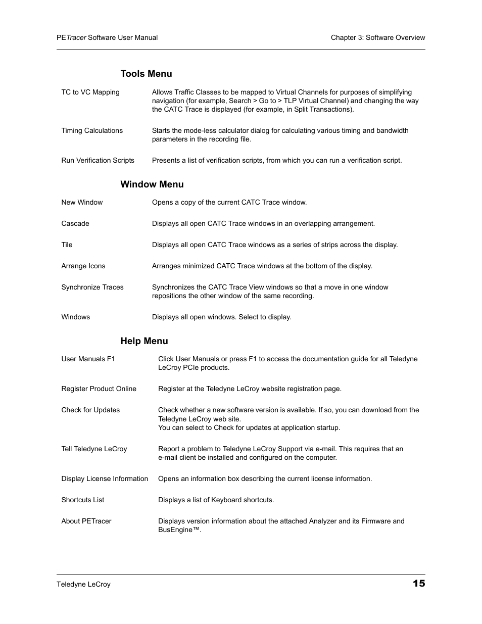 15 tools menu window menu help menu | Teledyne LeCroy PETracer ProtoSync Software User Manual User Manual | Page 21 / 154