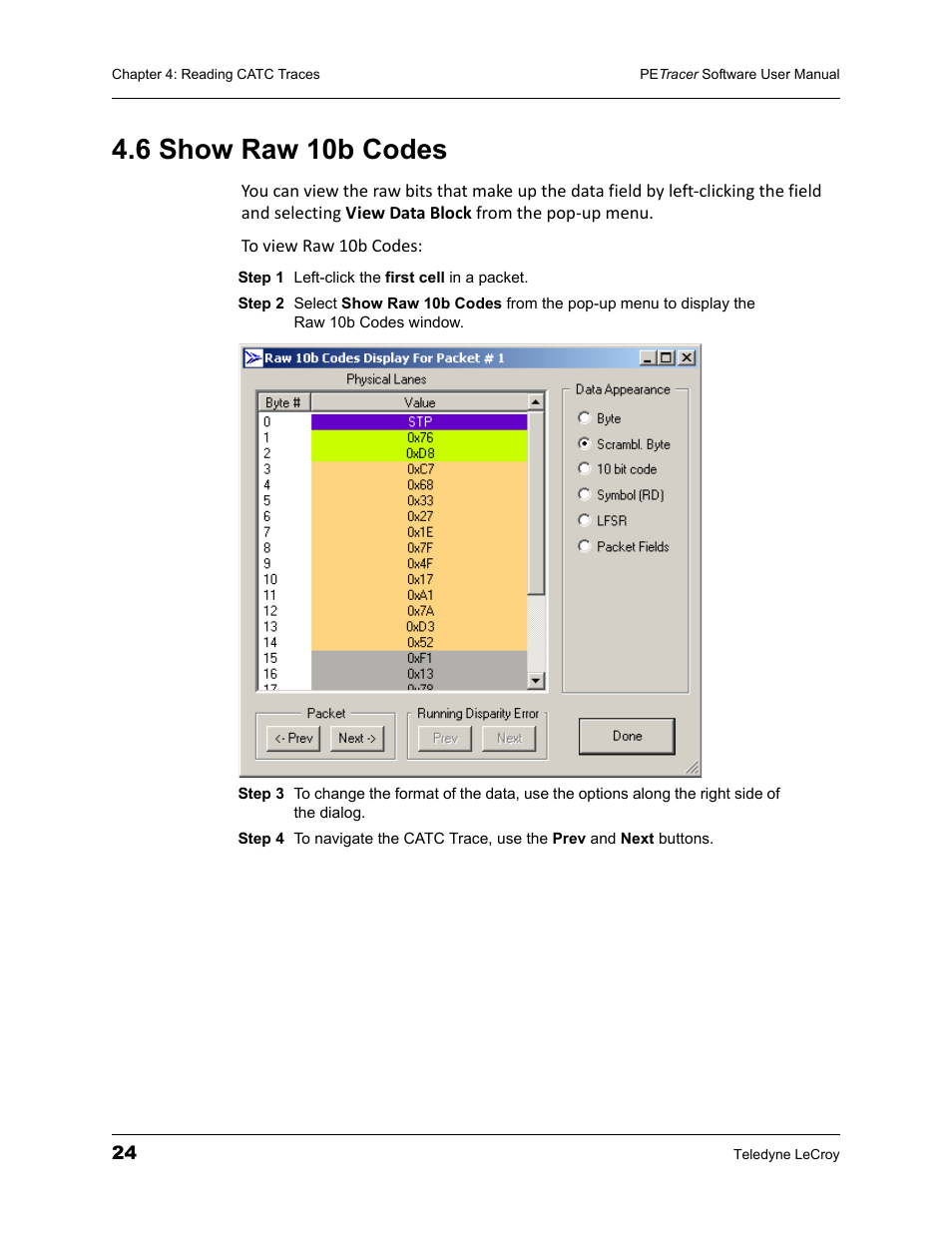 6 show raw 10b codes | Teledyne LeCroy PETracer ProtoSync Software User Manual User Manual | Page 30 / 154
