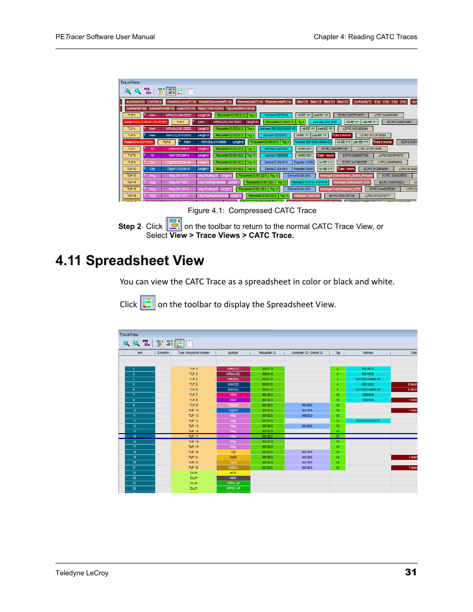 11 spreadsheet view | Teledyne LeCroy PETracer ProtoSync Software User Manual User Manual | Page 37 / 154