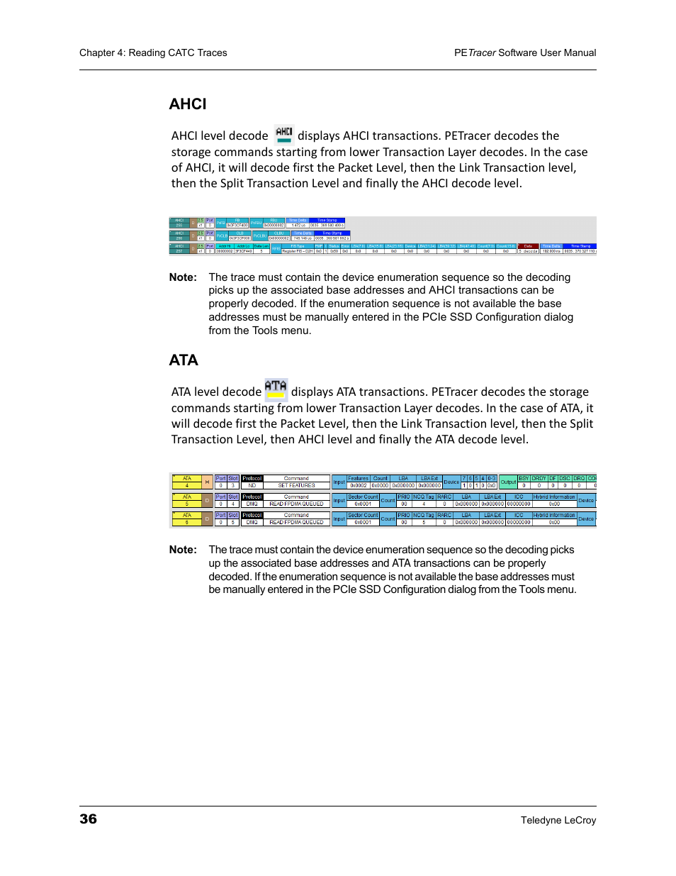 Ahci, Ahci ata | Teledyne LeCroy PETracer ProtoSync Software User Manual User Manual | Page 42 / 154