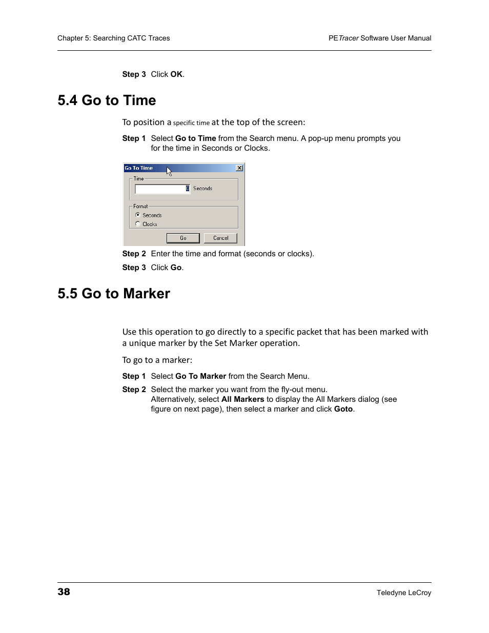 4 go to time, 5 go to marker, 4 go to time 5.5 go to marker | Teledyne LeCroy PETracer ProtoSync Software User Manual User Manual | Page 44 / 154