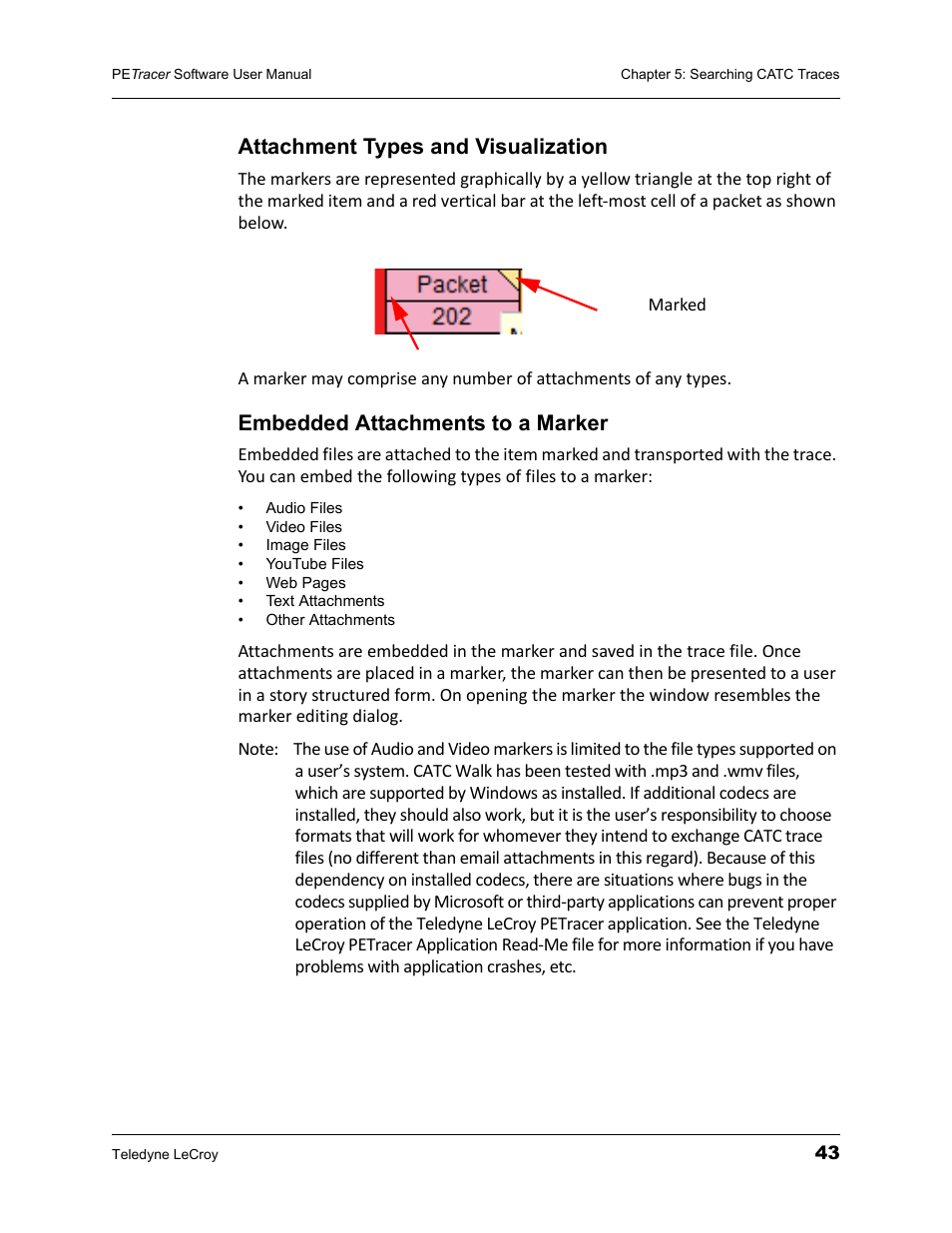 Attachment types and visualization, Embedded attachments to a marker | Teledyne LeCroy PETracer ProtoSync Software User Manual User Manual | Page 49 / 154