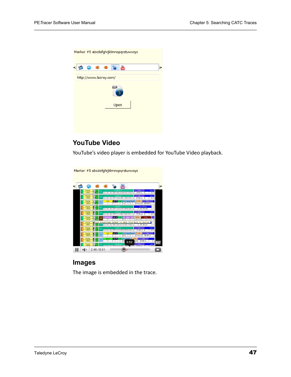 Youtube video, Images, Youtube video images | Teledyne LeCroy PETracer ProtoSync Software User Manual User Manual | Page 53 / 154