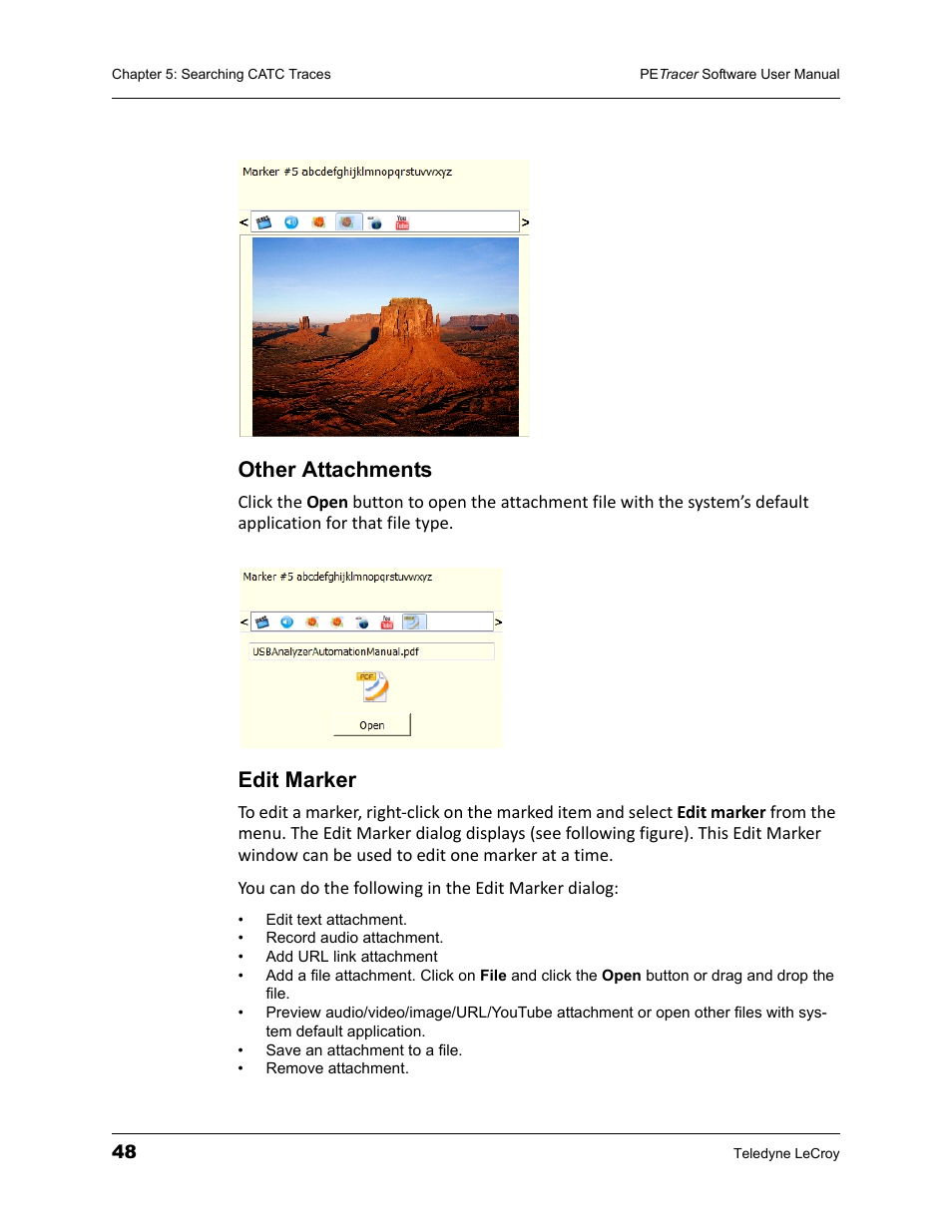 Other attachments, Edit marker, Other attachments edit marker | Teledyne LeCroy PETracer ProtoSync Software User Manual User Manual | Page 54 / 154