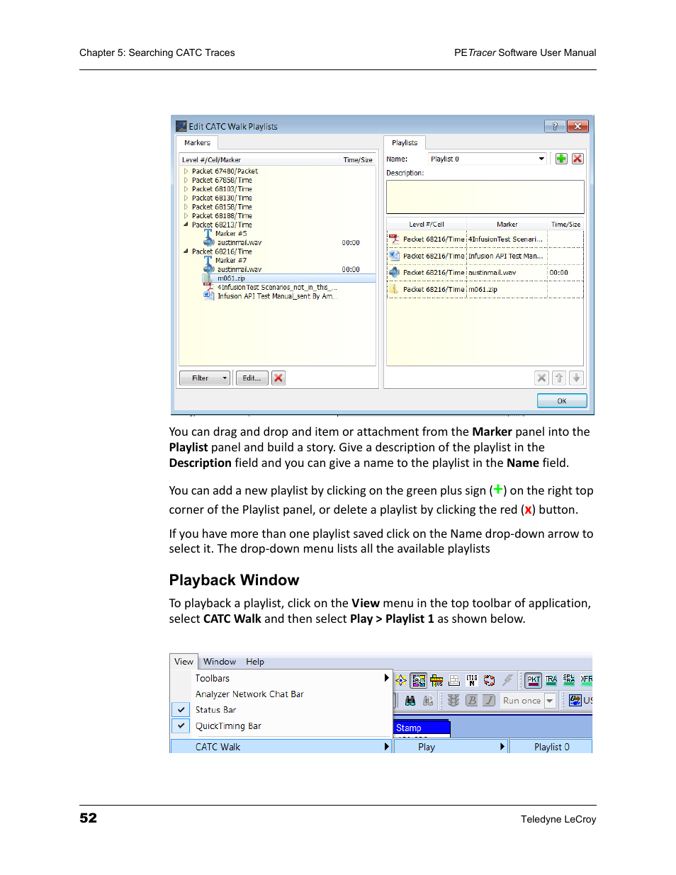 Playback window | Teledyne LeCroy PETracer ProtoSync Software User Manual User Manual | Page 58 / 154