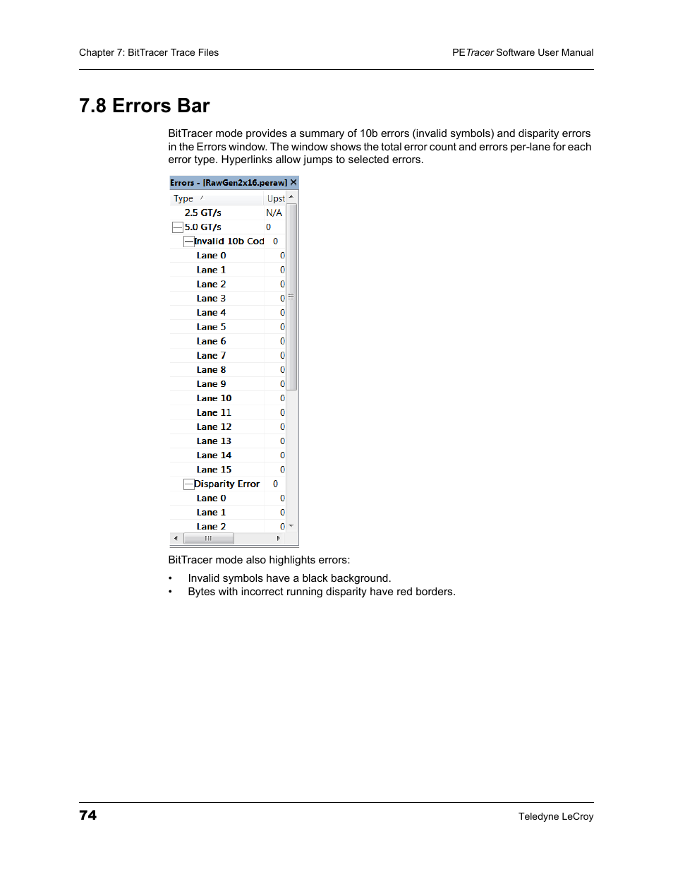 8 errors bar | Teledyne LeCroy PETracer ProtoSync Software User Manual User Manual | Page 80 / 154