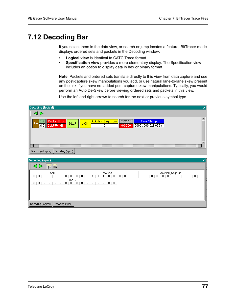 12 decoding bar | Teledyne LeCroy PETracer ProtoSync Software User Manual User Manual | Page 83 / 154