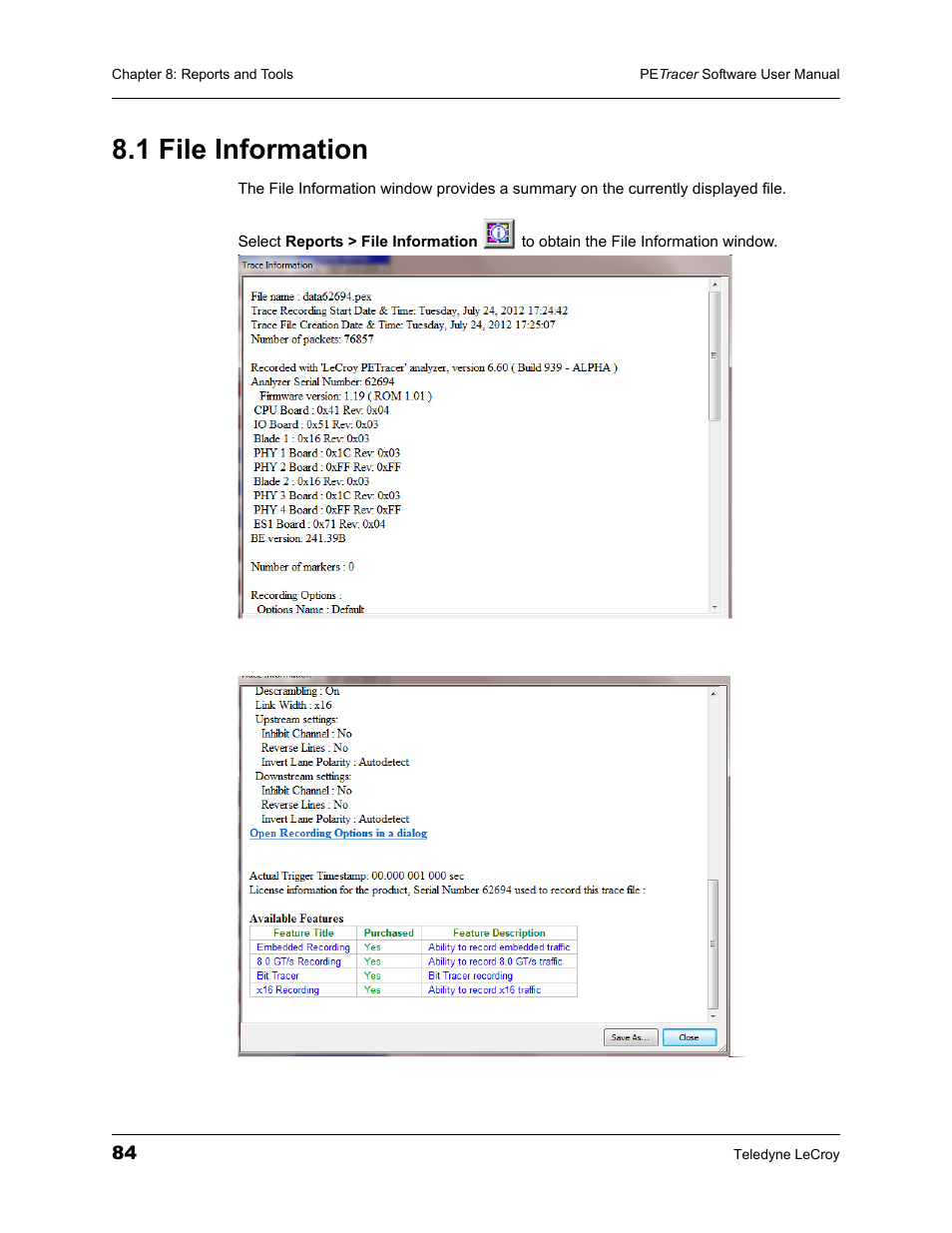 1 file information | Teledyne LeCroy PETracer ProtoSync Software User Manual User Manual | Page 90 / 154