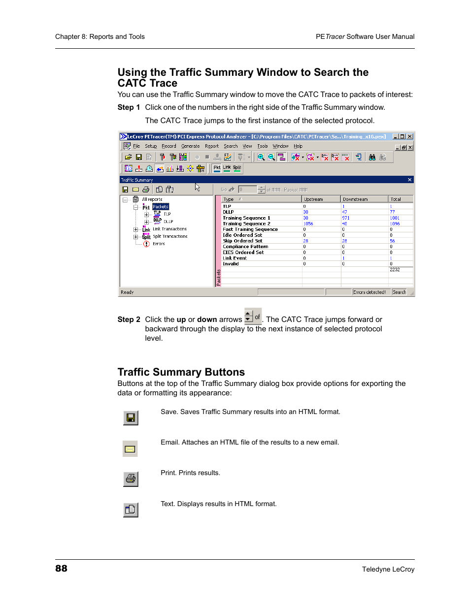 Traffic summary buttons | Teledyne LeCroy PETracer ProtoSync Software User Manual User Manual | Page 94 / 154