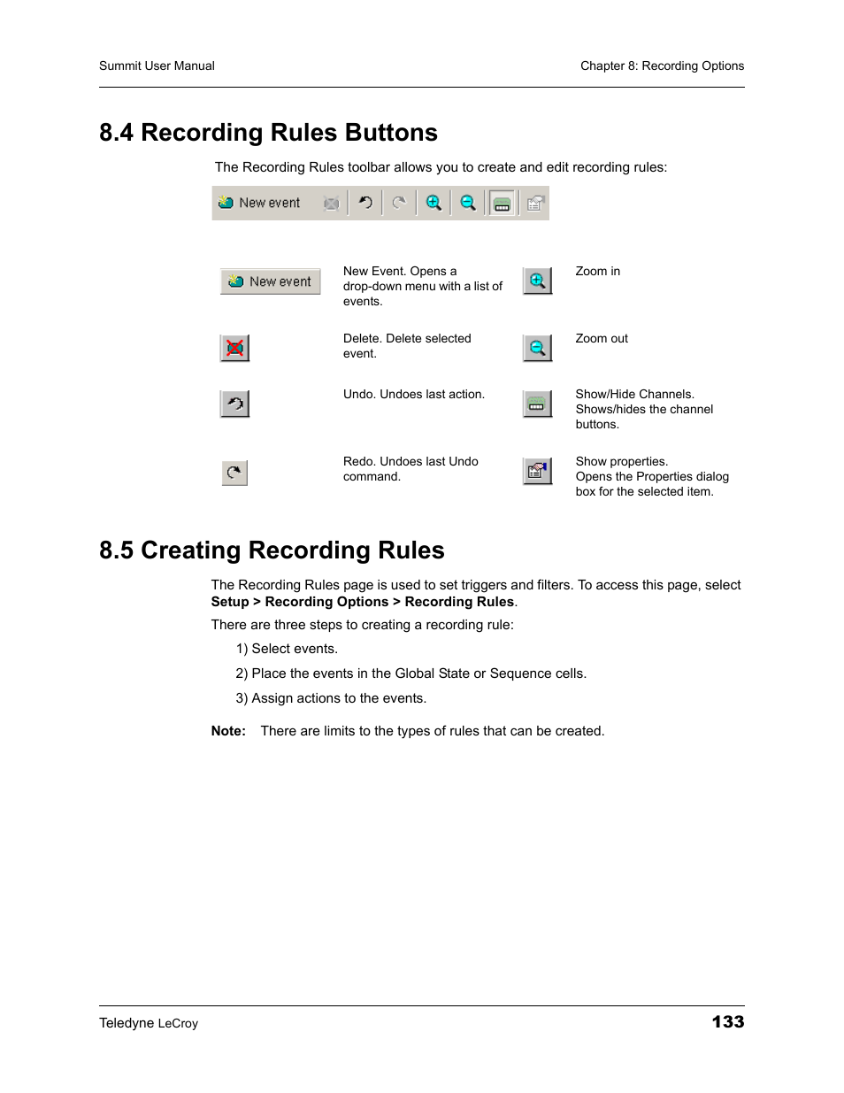 4 recording rules buttons, 5 creating recording rules | Teledyne LeCroy PETracer Summit and Summit T2-16 PCIe User Manual User Manual | Page 141 / 244