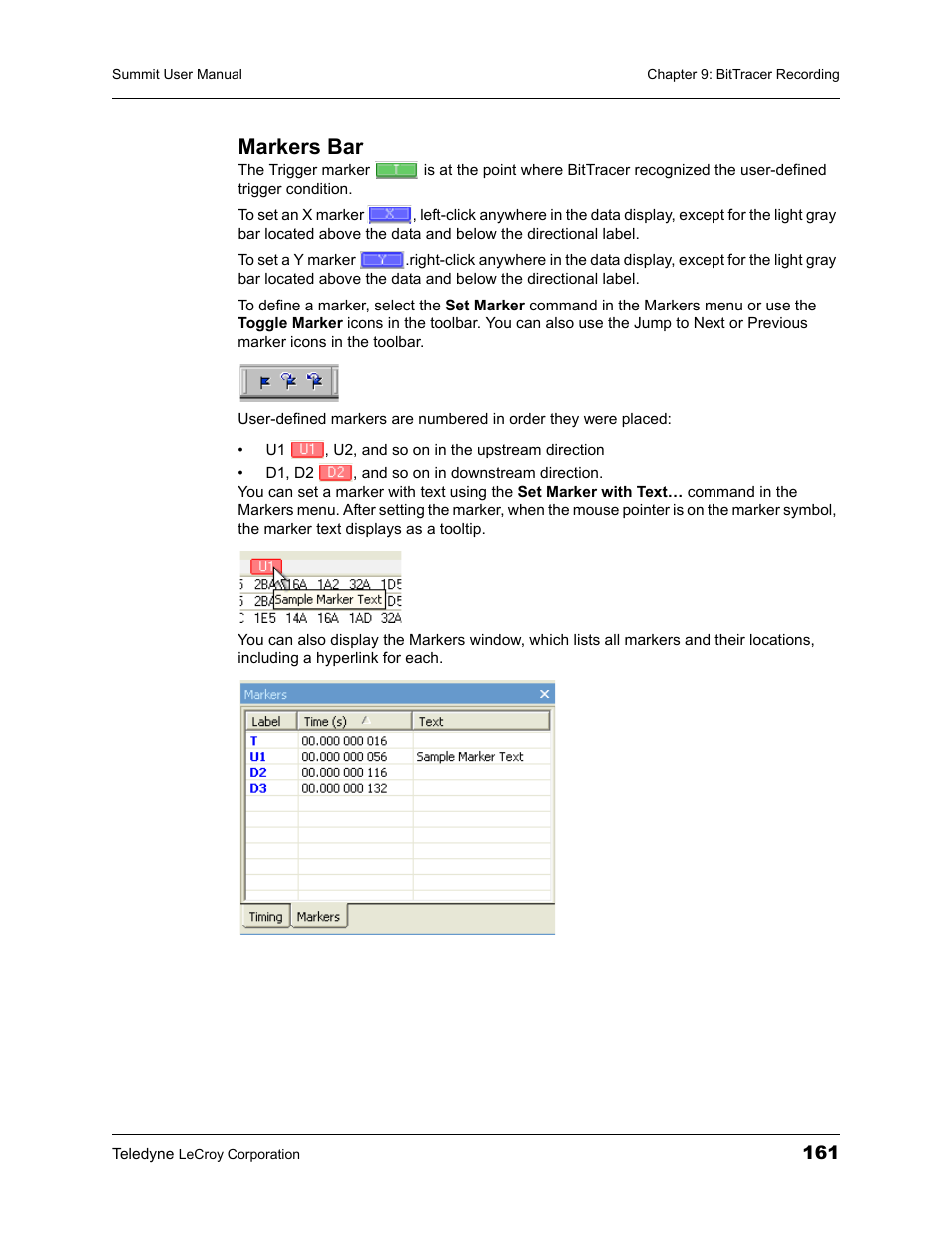 Markers bar | Teledyne LeCroy PETracer Summit and Summit T2-16 PCIe User Manual User Manual | Page 169 / 244