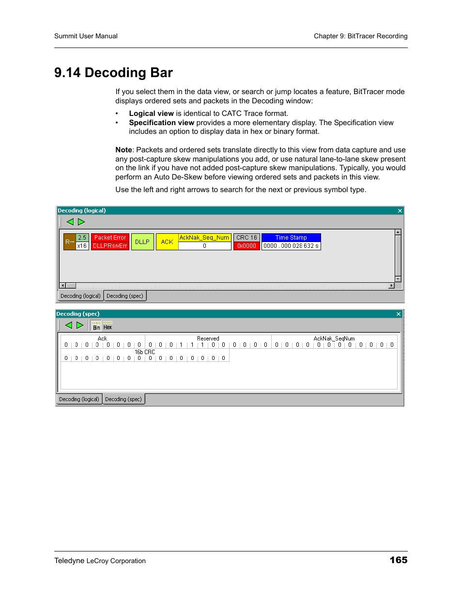 14 decoding bar | Teledyne LeCroy PETracer Summit and Summit T2-16 PCIe User Manual User Manual | Page 173 / 244