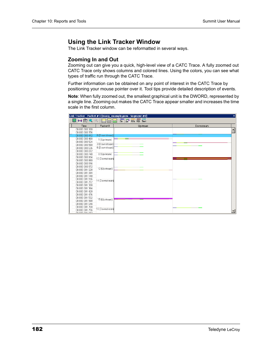Using the link tracker window | Teledyne LeCroy PETracer Summit and Summit T2-16 PCIe User Manual User Manual | Page 190 / 244