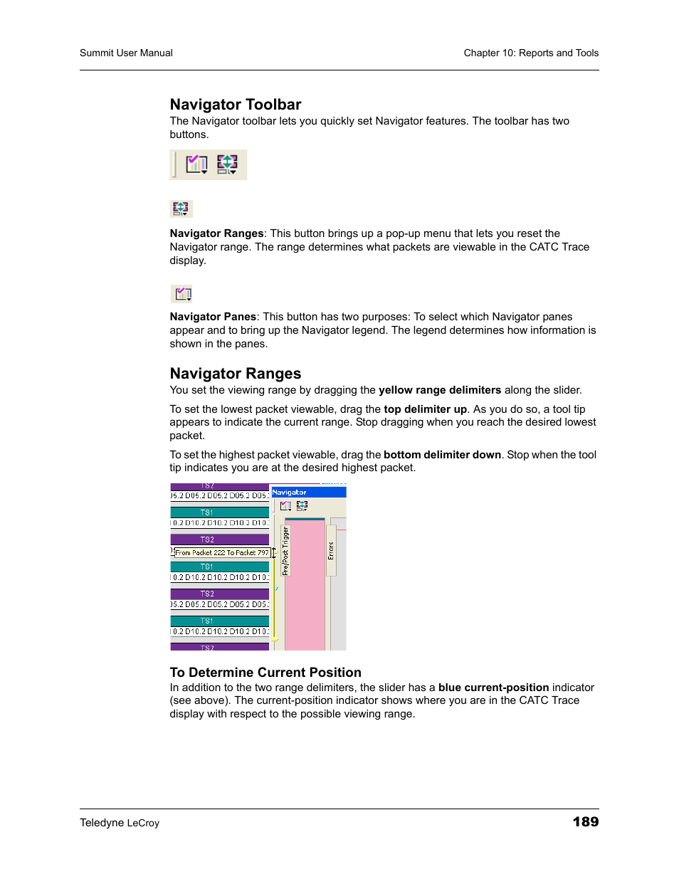 Navigator toolbar, Navigator ranges, Navigator toolbar navigator ranges | Teledyne LeCroy PETracer Summit and Summit T2-16 PCIe User Manual User Manual | Page 197 / 244