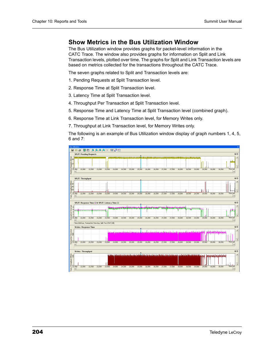Show metrics in the bus utilization window | Teledyne LeCroy PETracer Summit and Summit T2-16 PCIe User Manual User Manual | Page 212 / 244