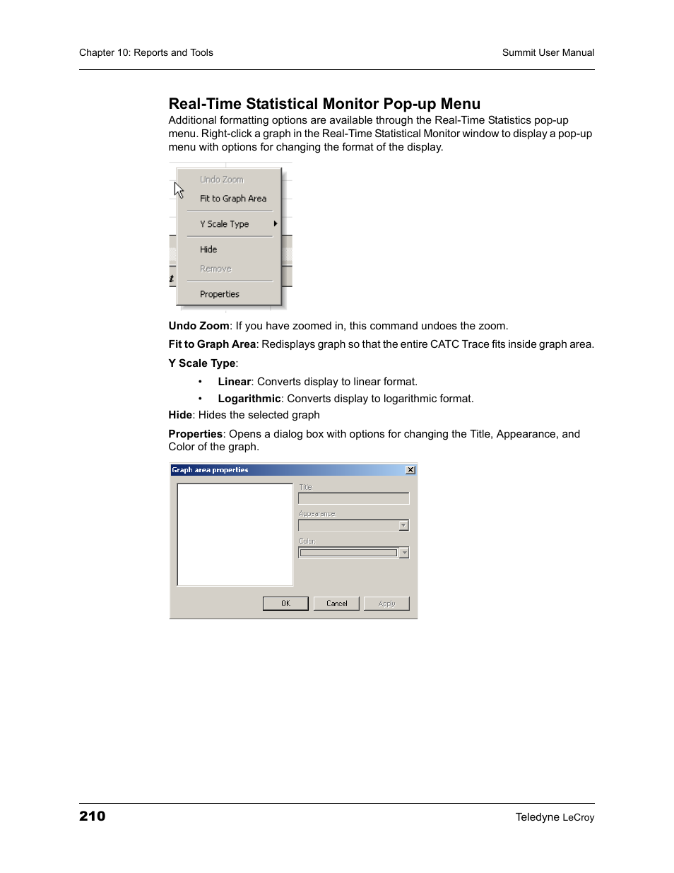Real-time statistical monitor pop-up menu | Teledyne LeCroy PETracer Summit and Summit T2-16 PCIe User Manual User Manual | Page 218 / 244