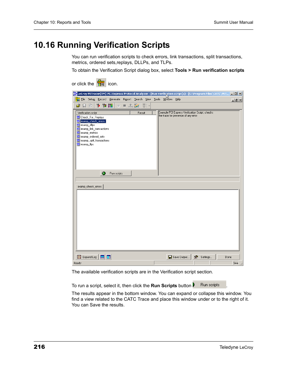 16 running verification scripts | Teledyne LeCroy PETracer Summit and Summit T2-16 PCIe User Manual User Manual | Page 224 / 244