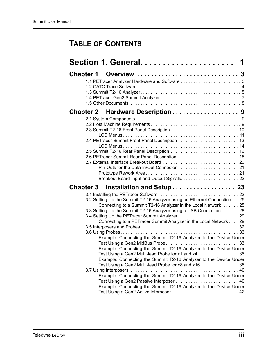 Teledyne LeCroy PETracer Summit and Summit T2-16 PCIe User Manual User Manual | Page 3 / 244