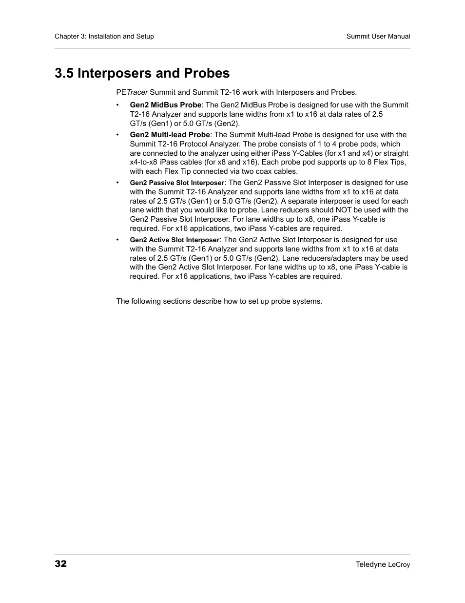 5 interposers and probes | Teledyne LeCroy PETracer Summit and Summit T2-16 PCIe User Manual User Manual | Page 40 / 244