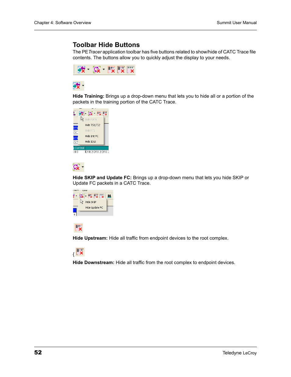 Toolbar hide buttons | Teledyne LeCroy PETracer Summit and Summit T2-16 PCIe User Manual User Manual | Page 60 / 244