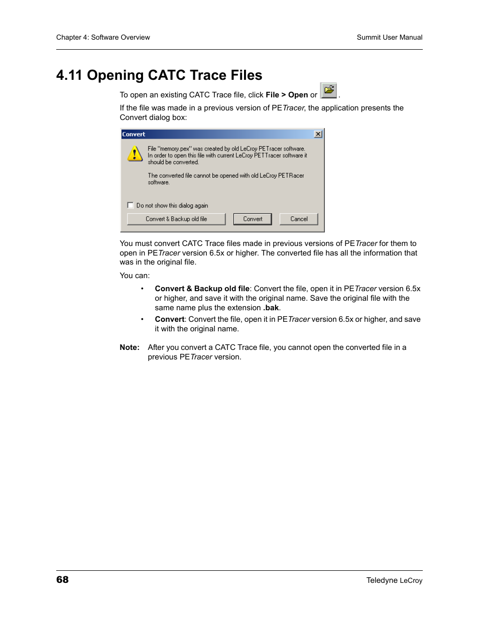 11 opening catc trace files | Teledyne LeCroy PETracer Summit and Summit T2-16 PCIe User Manual User Manual | Page 76 / 244