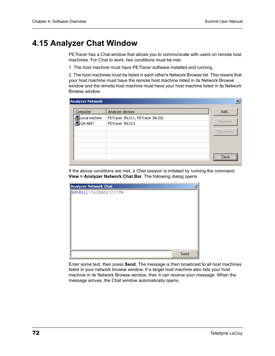 15 analyzer chat window | Teledyne LeCroy PETracer Summit and Summit T2-16 PCIe User Manual User Manual | Page 80 / 244