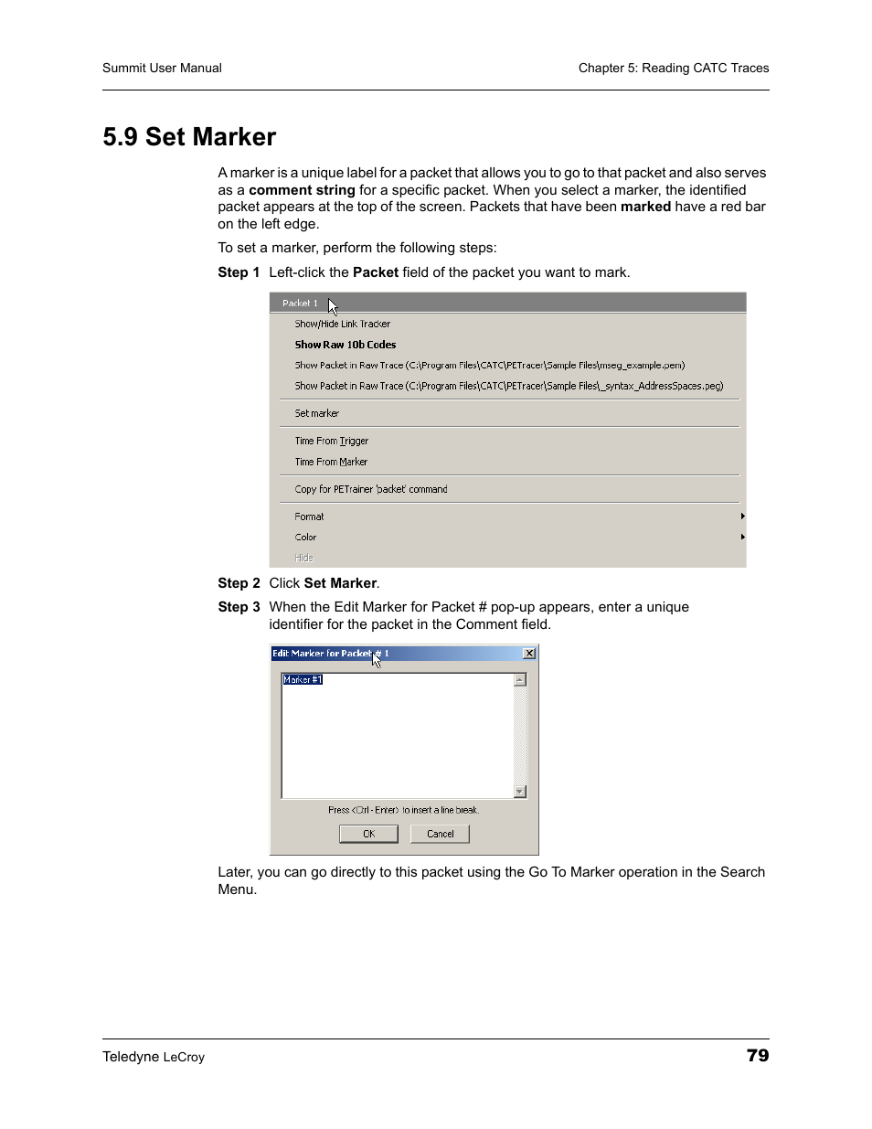 9 set marker | Teledyne LeCroy PETracer Summit and Summit T2-16 PCIe User Manual User Manual | Page 87 / 244