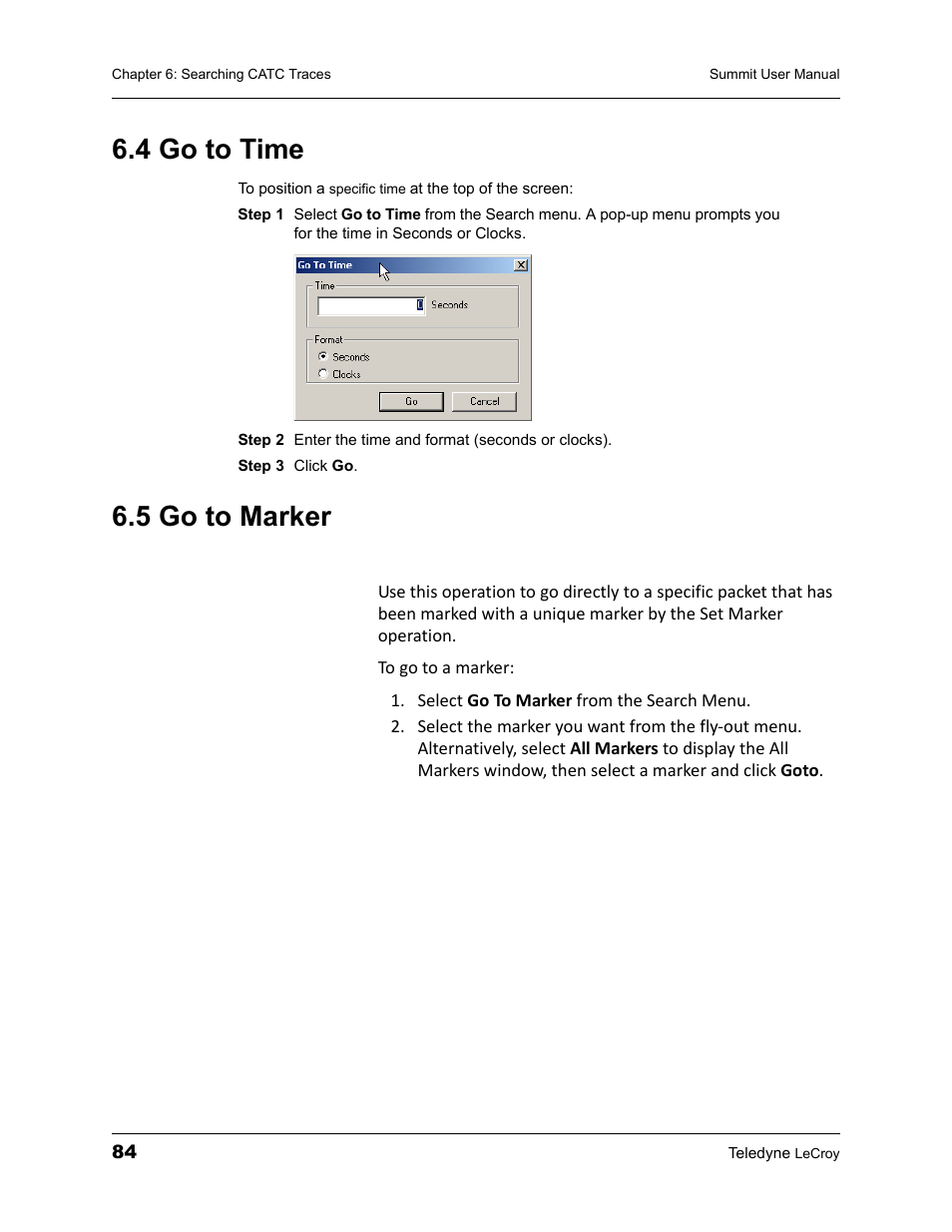 4 go to time, 5 go to marker | Teledyne LeCroy PETracer Summit and Summit T2-16 PCIe User Manual User Manual | Page 92 / 244