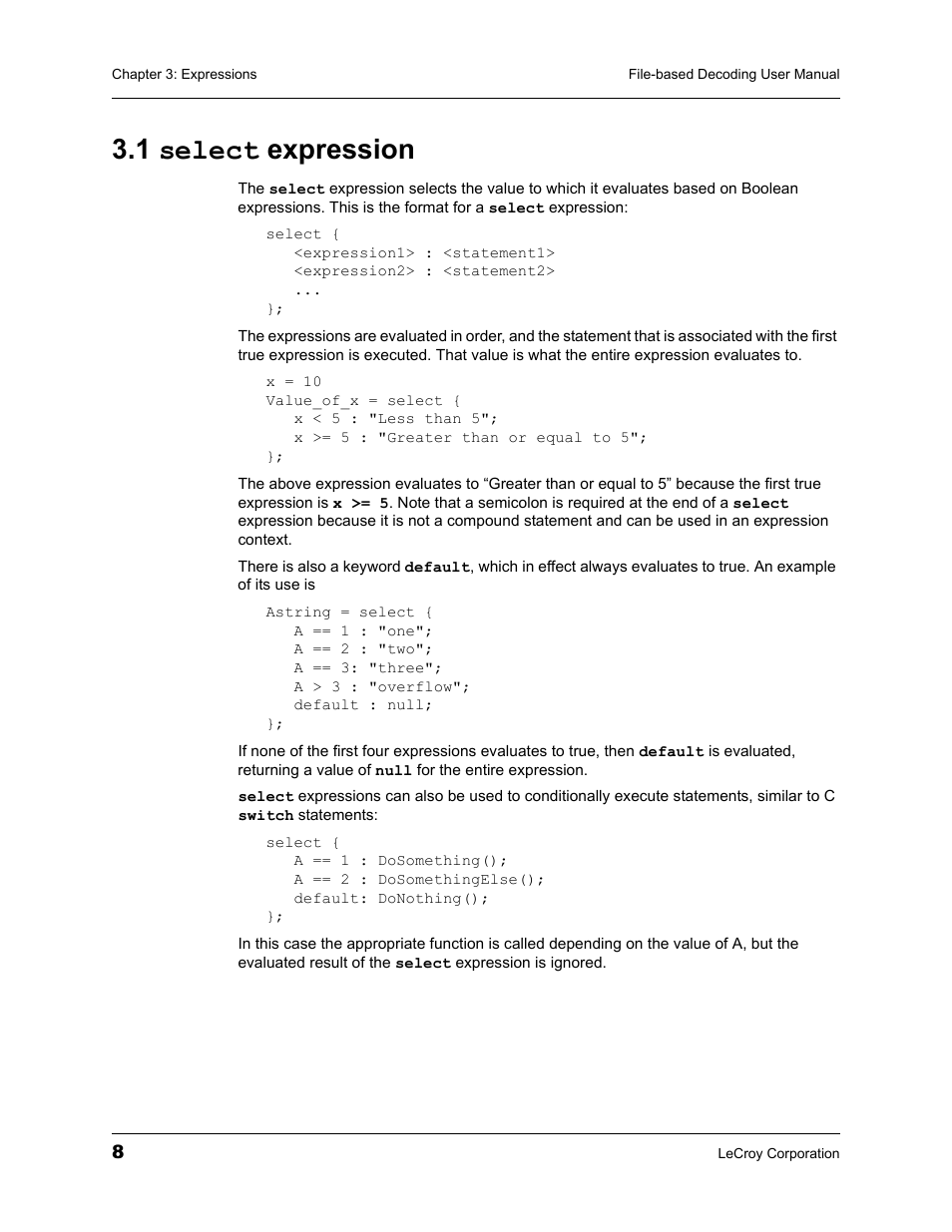 1 select expression, 1 selec | Teledyne LeCroy Protocol Analyzers File-Based Decoding User Manual User Manual | Page 14 / 82