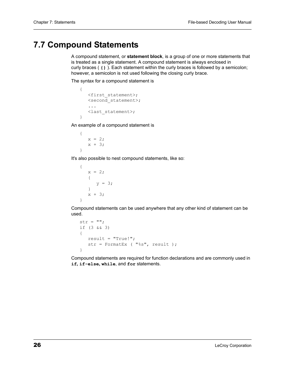 7 compound statements | Teledyne LeCroy Protocol Analyzers File-Based Decoding User Manual User Manual | Page 32 / 82