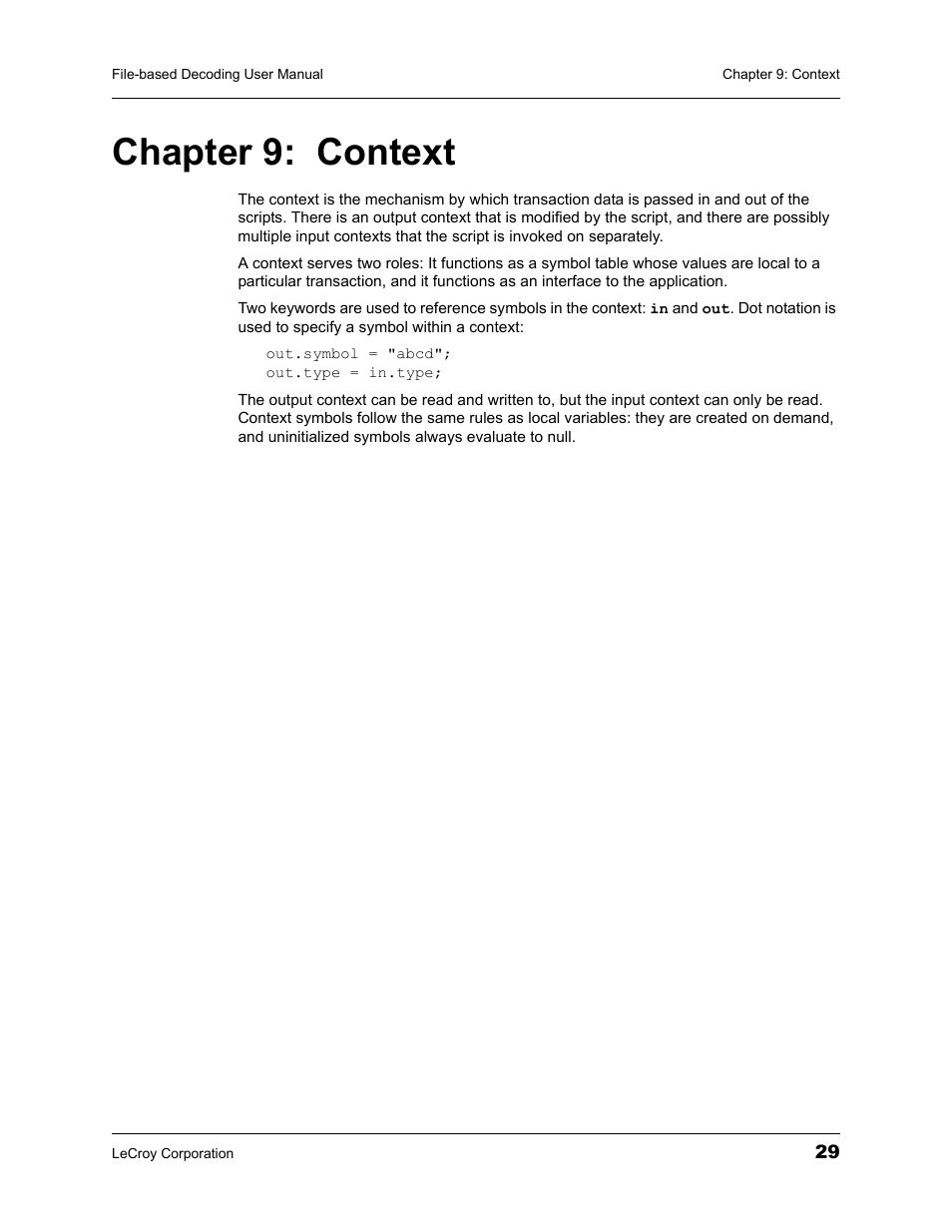 Chapter 9: context, Chapter 9, Context | Teledyne LeCroy Protocol Analyzers File-Based Decoding User Manual User Manual | Page 35 / 82