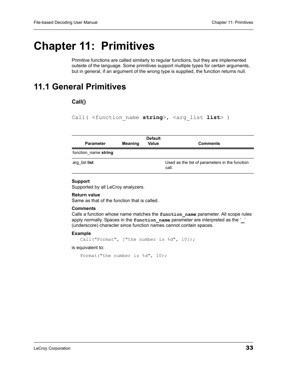 Chapter 11: primitives, 1 general primitives, Chapter 11 primitives | Teledyne LeCroy Protocol Analyzers File-Based Decoding User Manual User Manual | Page 39 / 82