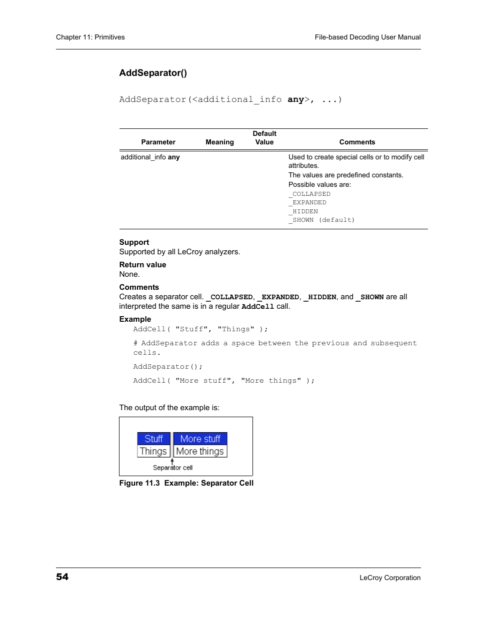 Figure 11.3 example: separator cell | Teledyne LeCroy Protocol Analyzers File-Based Decoding User Manual User Manual | Page 60 / 82