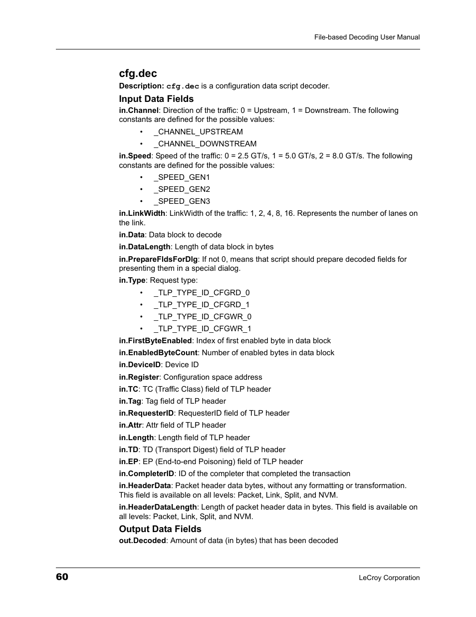 Cfg.dec | Teledyne LeCroy Protocol Analyzers File-Based Decoding User Manual User Manual | Page 66 / 82