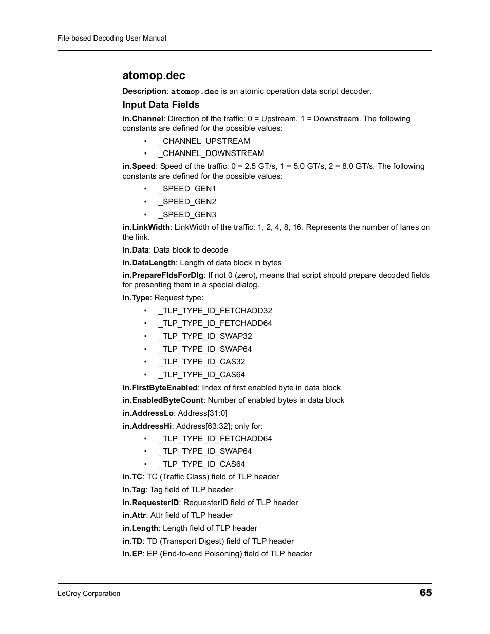 Atomop.dec | Teledyne LeCroy Protocol Analyzers File-Based Decoding User Manual User Manual | Page 71 / 82
