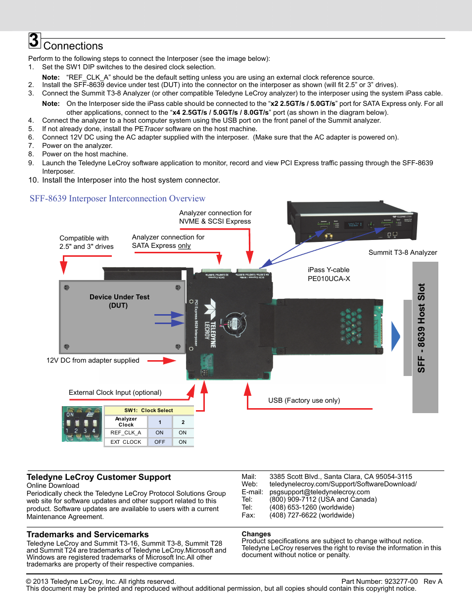 Connections, Sff-8639 interposer interconnection overview, Sf f - 8639 host slot | Teledyne LeCroy SFF-8639 Single Port Interposer QSG User Manual | Page 2 / 2