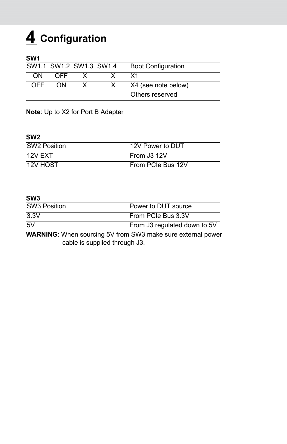 Configuration | Teledyne LeCroy SFF-8639 to PCI Express 3.0 Adapter Quick Start User Manual | Page 3 / 4