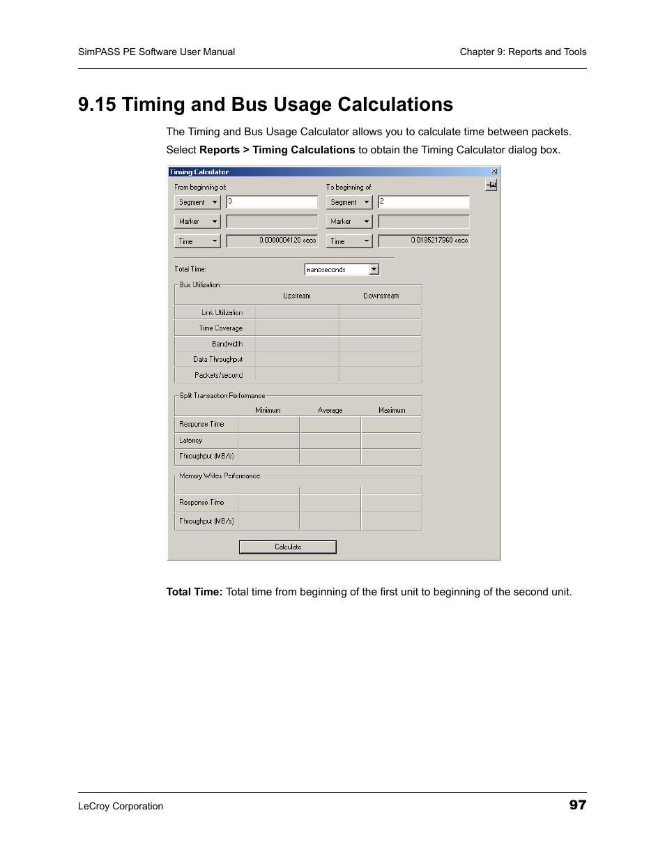 15 timing and bus usage calculations | Teledyne LeCroy SimPASS PE PCI Express Software User Manual User Manual | Page 103 / 120