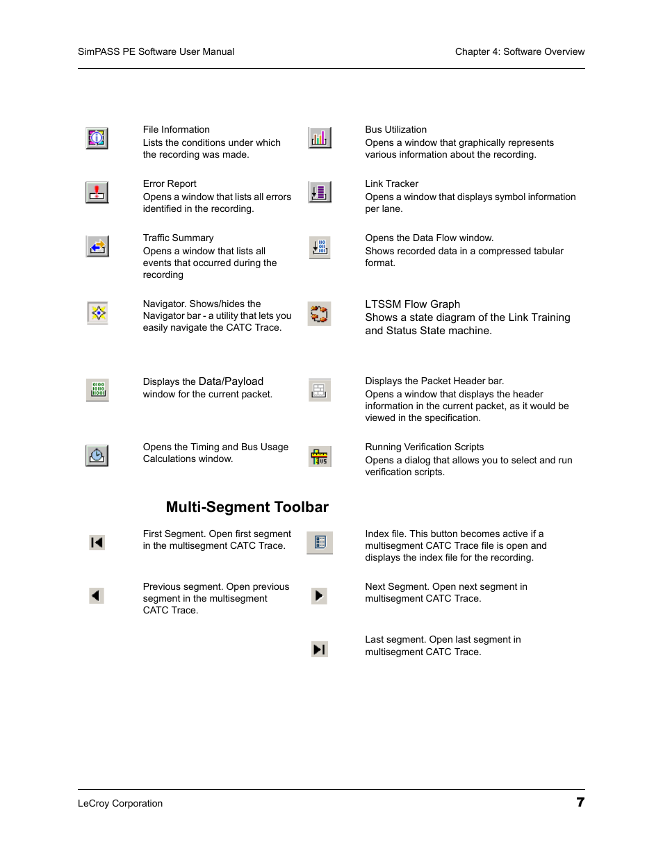 Multi-segment toolbar | Teledyne LeCroy SimPASS PE PCI Express Software User Manual User Manual | Page 13 / 120
