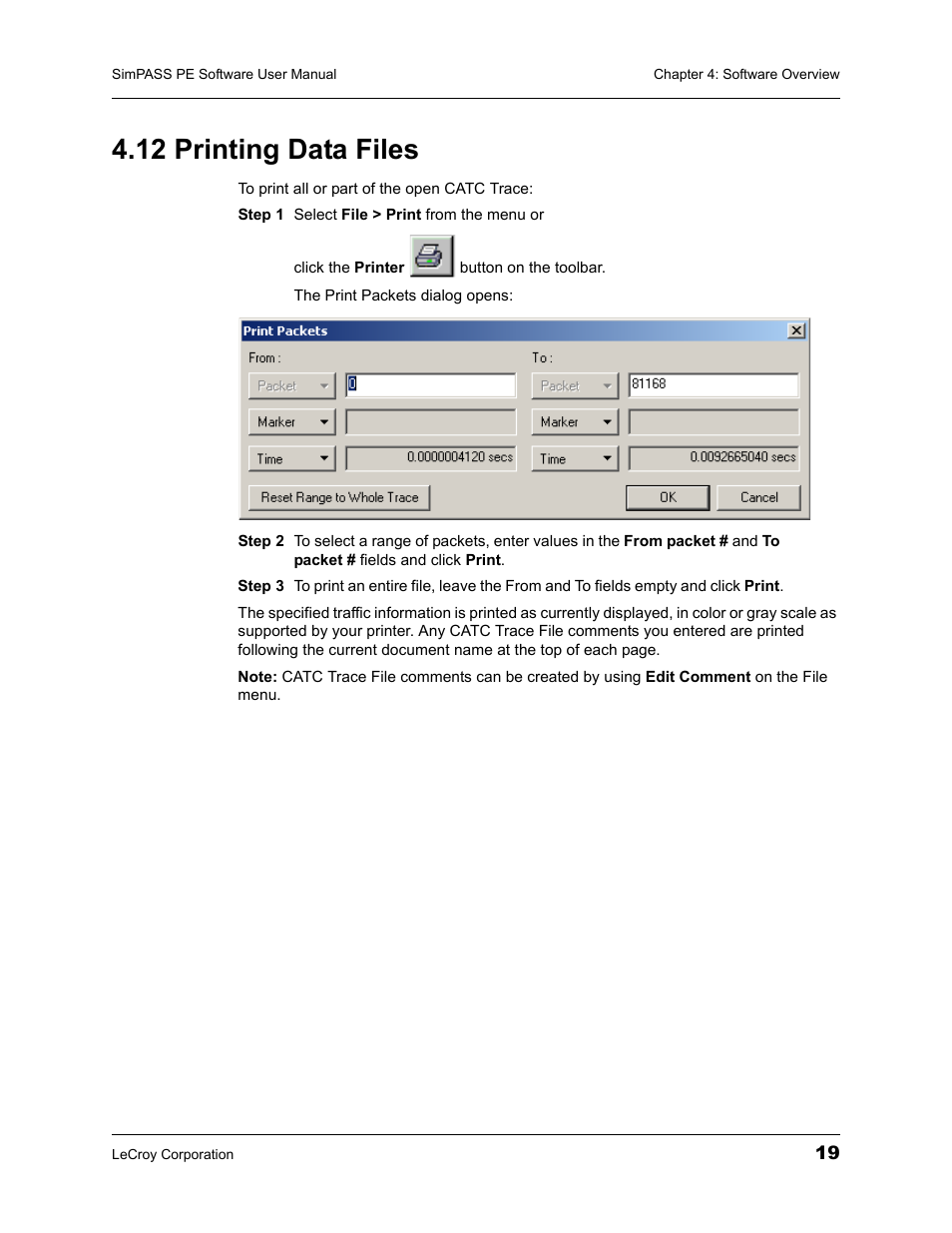 12 printing data files | Teledyne LeCroy SimPASS PE PCI Express Software User Manual User Manual | Page 25 / 120