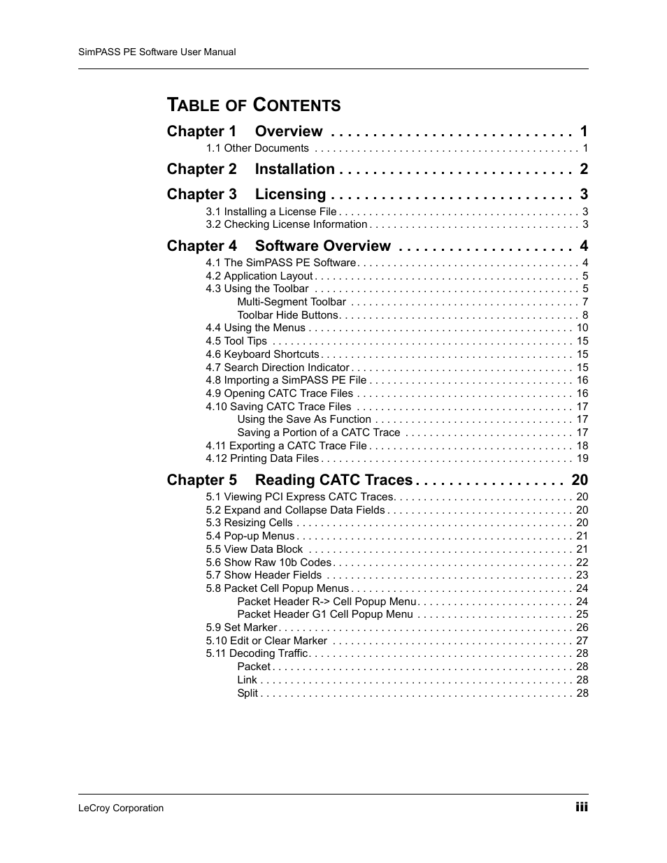 Teledyne LeCroy SimPASS PE PCI Express Software User Manual User Manual | Page 3 / 120