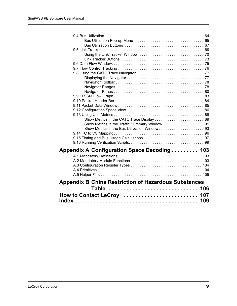 Appendix a configuration space decoding | Teledyne LeCroy SimPASS PE PCI Express Software User Manual User Manual | Page 5 / 120